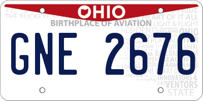 OH license plate GNE2676