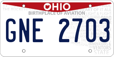 OH license plate GNE2703