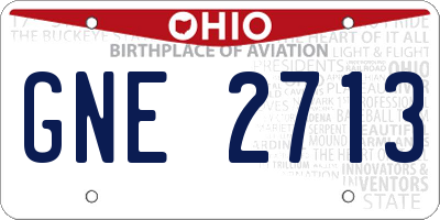 OH license plate GNE2713