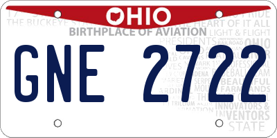 OH license plate GNE2722