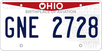 OH license plate GNE2728