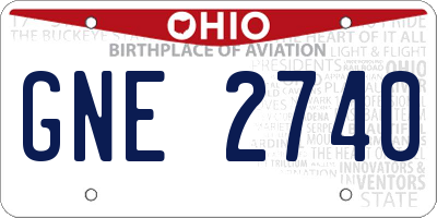 OH license plate GNE2740
