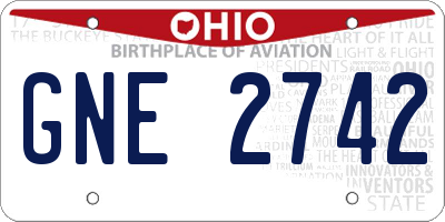 OH license plate GNE2742
