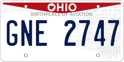OH license plate GNE2747