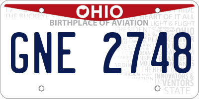OH license plate GNE2748