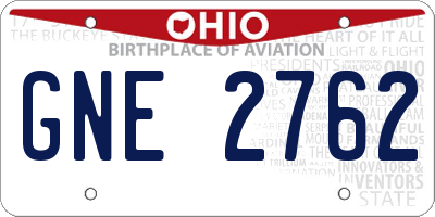 OH license plate GNE2762