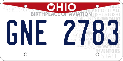 OH license plate GNE2783