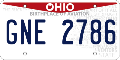 OH license plate GNE2786