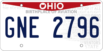 OH license plate GNE2796