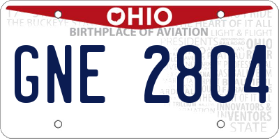 OH license plate GNE2804