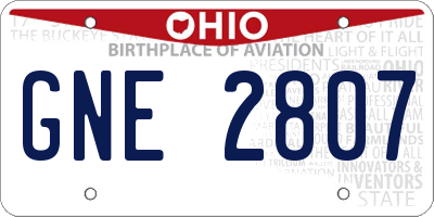 OH license plate GNE2807