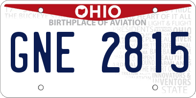 OH license plate GNE2815