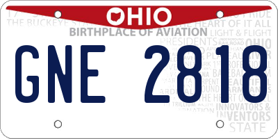 OH license plate GNE2818