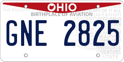 OH license plate GNE2825