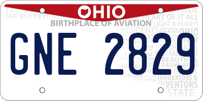 OH license plate GNE2829