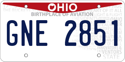 OH license plate GNE2851