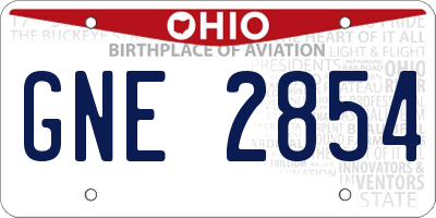 OH license plate GNE2854