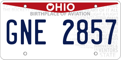 OH license plate GNE2857