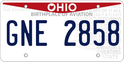 OH license plate GNE2858