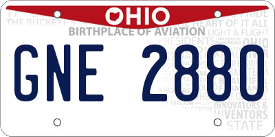 OH license plate GNE2880