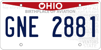 OH license plate GNE2881