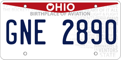 OH license plate GNE2890