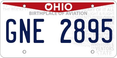 OH license plate GNE2895