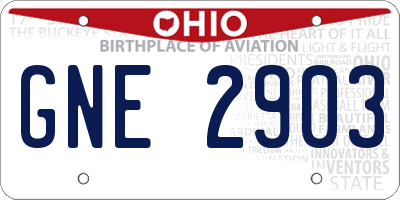 OH license plate GNE2903