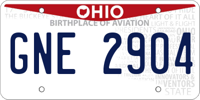 OH license plate GNE2904