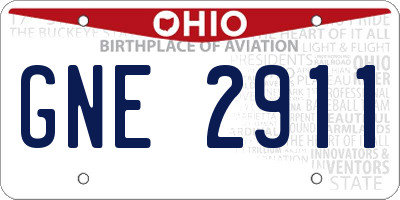 OH license plate GNE2911
