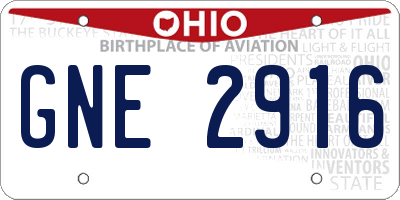 OH license plate GNE2916