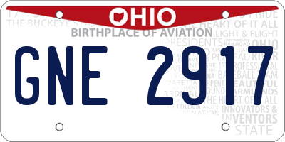 OH license plate GNE2917