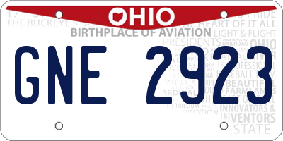 OH license plate GNE2923