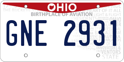 OH license plate GNE2931