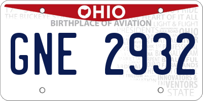 OH license plate GNE2932