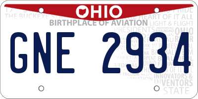 OH license plate GNE2934