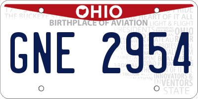 OH license plate GNE2954