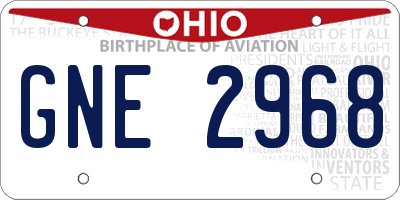 OH license plate GNE2968