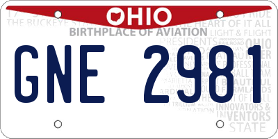 OH license plate GNE2981