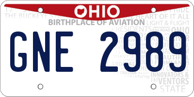 OH license plate GNE2989