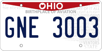 OH license plate GNE3003