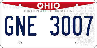 OH license plate GNE3007