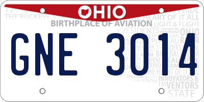 OH license plate GNE3014