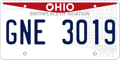 OH license plate GNE3019