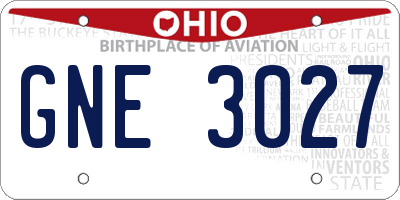 OH license plate GNE3027