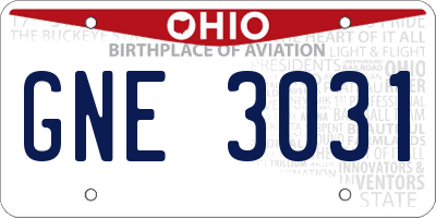 OH license plate GNE3031