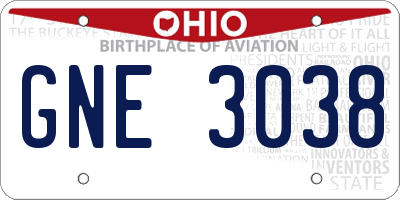 OH license plate GNE3038