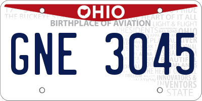 OH license plate GNE3045