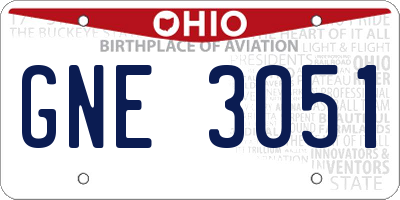 OH license plate GNE3051