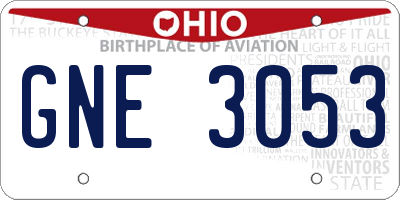 OH license plate GNE3053